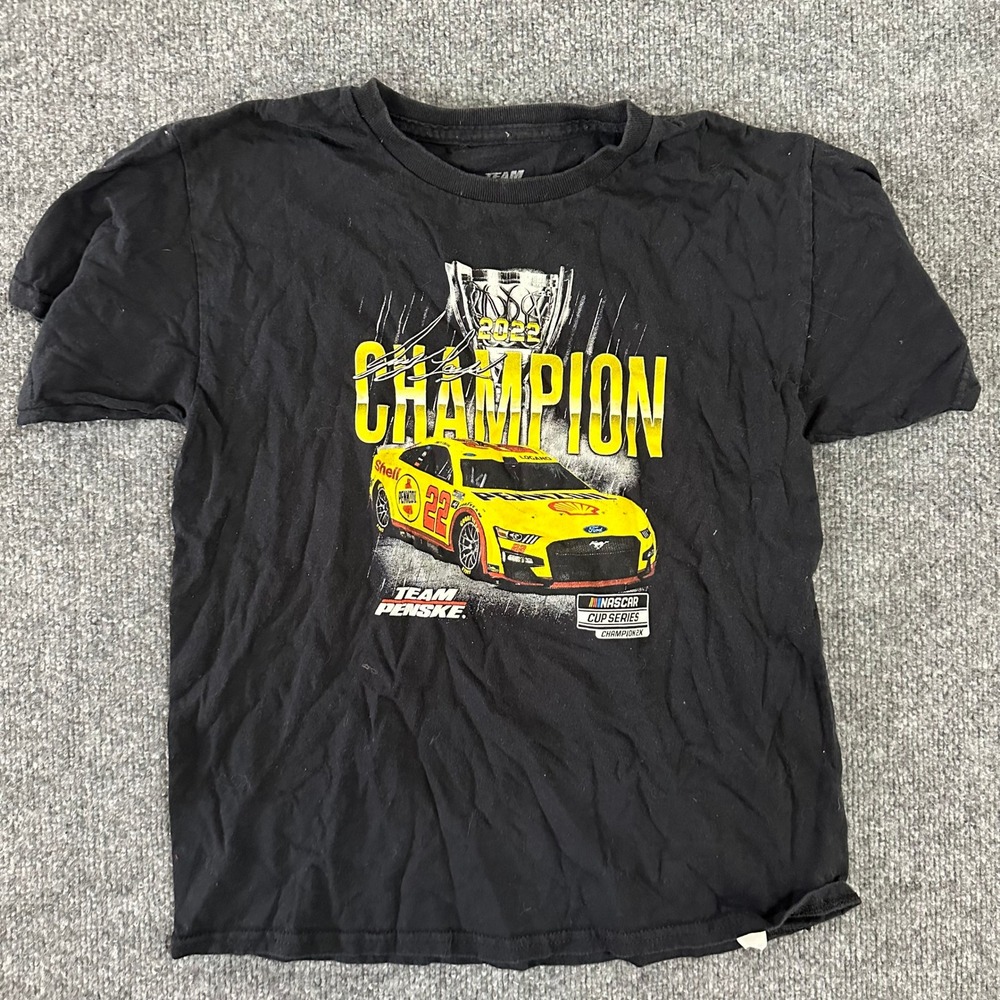 Team Penske T-Shirt Youth Large Black 2022 NASCAR Champion Joey Logano Graphic
